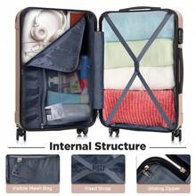 YONSLY 16 Inch Suitcase With Detachable Wheels 360° Combination Lock Double Zipper Soft Rubber Handle Trolley Travel Suitcase For Vacation - 香檳色 - 查看 7