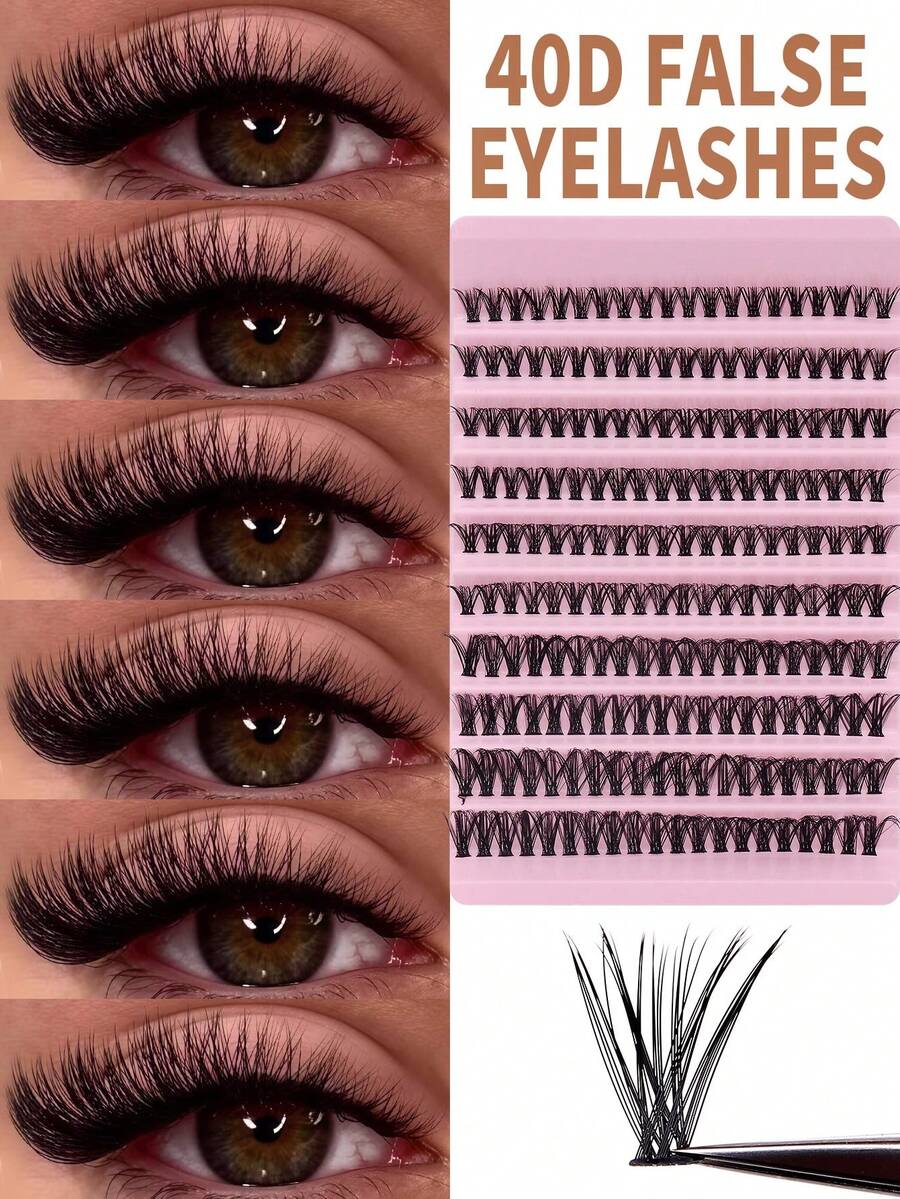 10 Rows, 200 Clusters. Large-Capacity 40D Single-Cluster False Eyelashes. Thick But Lightweight, With Extremely Soft And Fluffy Texture. Reusable, Durable And Easy To Handle. Can Quickly Create A Thick Eye Makeup Effect. - View 1