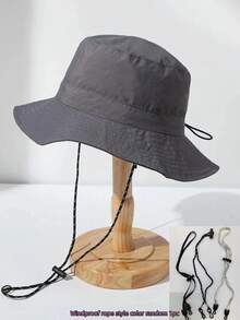 1pc Quick-Dry Bucket Hat, , Outdoor Hiking Waterproof Sun Protection Hat, Fishing Sun Hat Foldable Storage, Fashion Accessory Hat, Holiday Gift, Back To School Season {Windproof Rope Color Style Random} Men's Hat - Multicolor - View 13