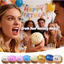 Steamer Included Steamed Bun & Dumpling Squeeze Toy, Deformable Slow Rebound Squishy Stress Ball, Food Shaped Sensory Decompression Gadget, Versatile Desktop Decor & Birthday Holiday Gift For All Ages - 慢回彈 - 查看 8