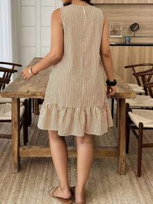 Weeklong Vestido de línea A con cuello asimétrico, parches y estampado de leopardo, contraste de colores, para mujer talla, casual, para vacaciones, primavera/verano - Multicolor 2 - Ver 2