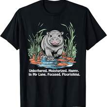 Unbothered Moisturized Happy Moo Deng Hippo T Shirt - 款式 - 查看 1