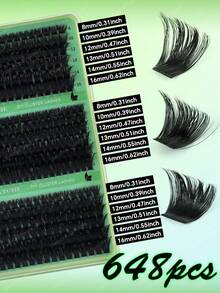 CMAYOME 648/684/720簇 D捲度 8-16mm 高容量高密度假睫毛，10D-150D 狐狸眼與貓眼套組，適合任何眼型，適合大膽煙燻妝/清新優雅妝，完美適用於日常通勤、度假與旅行，送給她的禮物 - 彩色 - 查看 11
