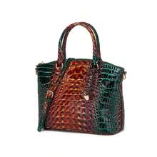 Luxurious Crocodile Pattern Cross-Body Top-Handle Bag - High-End Fashion Handbag For Women's Work And Daily Use - Premium Quality, Stylish Design - 孔雀藍 - 查看 5