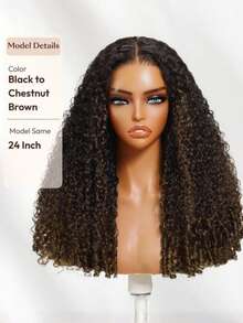7x5 Inch Invisible Drawstring Hair Extension, Black To Chestnut Gradient, Burmese Curly Hair, Fingertip Curly Ends, 100% Human Hair, Pre-Cut, Pre-Bleached, Pre-Trimmed, Unice Women's Wig - SNATURAL/33 - View 4
