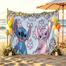 Tranh treo tường Disney Stitch & Angel với nhân vật Stitch và Angel, nền hoa dâm bụt tím, in logo "Stitch", phông nền không lỗ, hoàn hảo cho tiệc tùng, cắm trại, trang trí nhà cửa, dàn dựng bối cảnh và trưng bày tụ họp - 0 - Xem 2