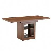 Modern Extendable Walnut Wood Dining Table With Shelf, Space-Saving Wooden Kitchen Table For 4 To 8 People, Extendable Dining Table With Metal Rails - 棕色 - 查看 8