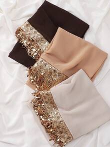 1pc Elegant Luxurious Modest Sequin Tassel Women Hijab Scarf For Abaya - Multicolor - View 9