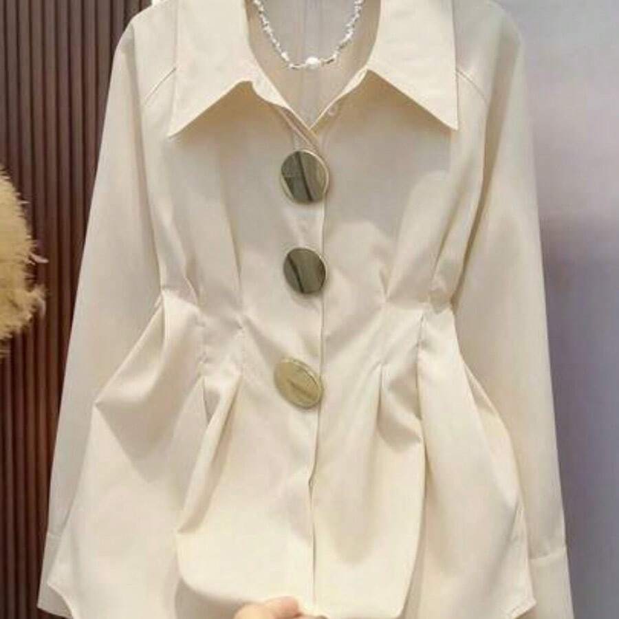 Women Blouses & Shirts - 杏 - 查看 1
