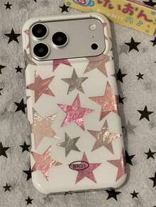 时尚彩色星星图案手机壳,兼容 17 Pro Max、17 Pro、16 Pro Max、16 Pro、16、15 Pro Max、15 Pro、15、14 Pro Max、14 Pro、14、13、12 Pro Max、13、12 Pro、11,可爱纯色防震保护套 - 彩色星星 - 查看 6