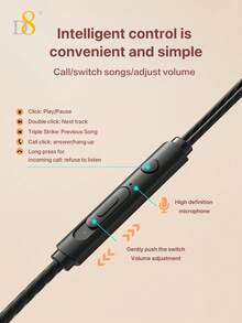 D8 Diamond Wired In-Ear Earphones Transparent Bling Sparkle Headphones HiFi Stereo Surround ANC Noise Cancelling Built-In HD Mic Clear Call Type-C Plug Play Lightweight Sweatproof Comfort Earbuds Crystal Bass Treble No Delay Music Gaming Online Class - View 7