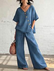 Women Two-Piece Outfits - Blue - View 10
