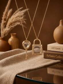 1pc Fashion New Simple Transparent Love Box Opening And Closing Free DIY Necklace Simple Light Luxury Versatile Clavicle Chain, Plated With 18K Gold, Necklace Box Set Jewelry, Talisman Pendant, Waterproof, Sweatproof, Not Easy To Oxidize, Showcasing Female Charm, Women's Jewelry - Multicolor - View 7