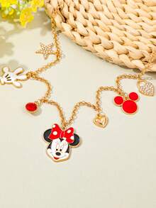 1pc Cute Cartoon Disney Mickey Mouse Oil Drop Alloy DIY Pendant Necklace, Minimalist Niche Design - Multicolor - View 1