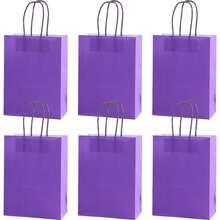 12pcs Purple Paper Gift Bags 16x22x8cm, Handles, Shopping Bags, DIY Birthday Party Packaging Supplies - Purple - View 11