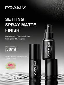 PRAMY 30ml 旅行裝保濕定妝噴霧 霧面長效 12 小時快乾 極細霧，含玫瑰水與玻尿酸，控油適合油性與混合肌日常使用，適合初學者，30ml/1.01 Fl Oz - 黑色30毫升 - 查看 2