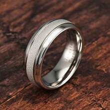 0S JEWELRY Anillos de tungsteno de oro blanco para hombres y mujeres, alianza de boda con acabado arenado, bordes de cúpula tamaños 6 - 12.5 - Ver 3