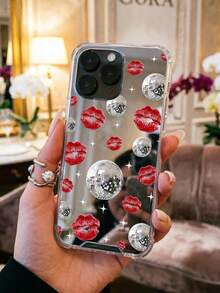 迪斯可球紅唇鏡面手機殼，相容 16/15/14/13/12/11 Pro Max/Plus/Mini/X/XS Max/XR/8/7/6 Plus/SE2 以及 A54/A14/A12/A13/A15/A32/A33/A24/A52S/S20/S21/S22/S23/S24/S23 Plus/S24 Ultra/S25/A23/A07/A17/S26/A56/A57，防震防摔鏡面背殼 - 彩色 - 查看 4