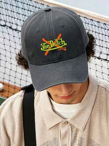 Winged Eye V-On D-Utch Logo Red 1pc Womens Printed Adjustable Baseball Cap Outdoor Sun Protection Casual Hat Suitable For Spring Autumn Travel Beach Vacation Also Suitable For Young Men - Dark Grey - View 2
