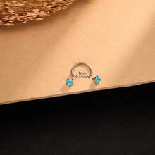 2pcs/Set ASTM F-136 Titanium Alloy 20G Micro Horseshoe Nose Ring & Grip Tool - Sparkling Zirconia Nose Ring, Suitable For Cartilage, Tragus Or Helix Piercing - Silver - View 2