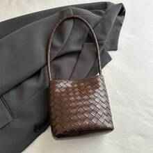 Bolso de mano moderno y versátil para mujer, estilo casual elegante con un toque de alta gama, bolso de hombro estiloso ideal para ir de compras, bolso de hombro tejido de estilo coreano a la moda, novedad de verano 2026, de gran capacidad para el trabajo y los desplazamientos diarios para mujeres. - Plateado - Ver 10