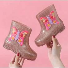 Girls' Mid-Calf Butterfly Rain Boots - Bronce - Ver 1