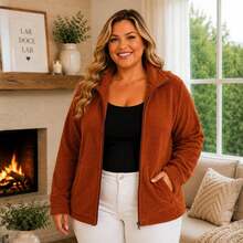 Plush Teddy Coat With A Soft Touch And Perfect Comfort For Cold Winter Days! 12925.C1 - 鏽棕色 - 查看 2