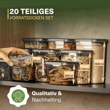Airtight Storage Containers with Lids | 20-Piece Storage Container Set | For Muesli, Flour, and Sugar Storage | Practical Kitchen Storage Box for All Foods - Übersicht 4