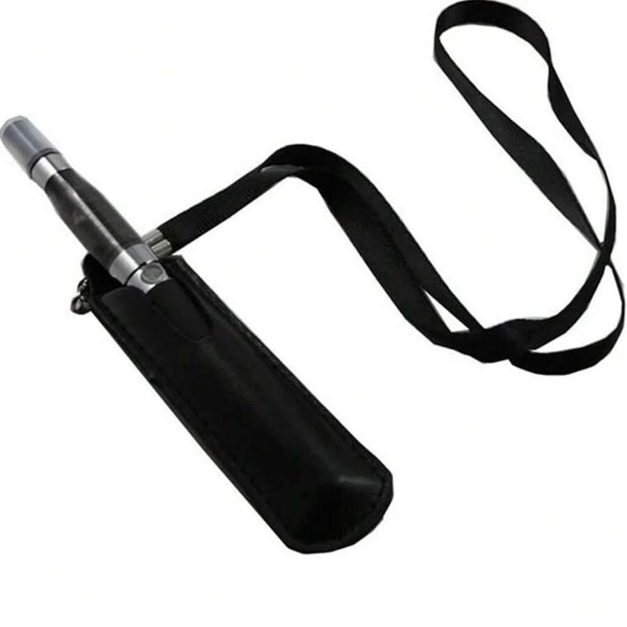 1pc Black PU Pouch With Long Lanyard Pouch Cover Case For Vape Devices,Anti-Loss Lanyard - Black - View 1