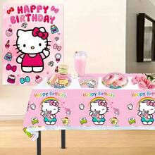 New Cartoon Kitty Cat Theme Party Decorations, Disposable Waterproof Oilproof Tablecloth For Birthday Party - Multicolor - View 2