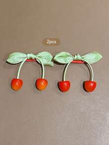 2 piezas Clips para el cabello con forma de cereza, estilo dulce, horquillas adecuadas para uso diario, accesorios para el cabello - Multicolor - Ver 6