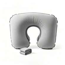 Inflatable Travel Neck Pillow, Portable Foldable U-Shaped Pillow For Airplane & Long Journeys - Burgundy - View 1