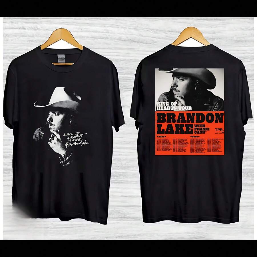 Brandon Lakes KING OF HEARTS TOUR 2025 2026 T-Shirt - Black - View 1