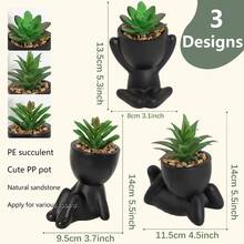 1/3 cây mọng nước nhân tạo, cây mọng nước mini trồng trong chậu, 3 hình dạng khác nhau, chậu gốm đen, thiết kế hoạt hình, chất liệu PP/PE, màu xanh lá cây, trang trí bàn làm việc, trang trí nhà cửa, trang trí sân vườn, trang trí trường học, ký túc xá, văn phòng, cây ngoài trời, làm vườn, hoa giả, trang trí phòng học mùa tựu trường, đồ dùng học tập - màu đen - Xem 13