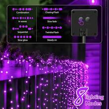 loyyz 戶外 LED 太陽能串燈，200LED/100LED/50LED/20LED 仙女串燈 8 種模式，IPX4，LED 節慶裝飾適用於樹木、庭院、花園和派對，假日屋頂裝飾、婚禮、聖誕樹裝飾 - 紫色的 - 查看 2