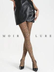 MOIRÉALLURE 女款豹紋絲襪 時尚性感 薄款半透明緊身褲襪 日常派對通勤穿著 - 彩色 - 查看 1