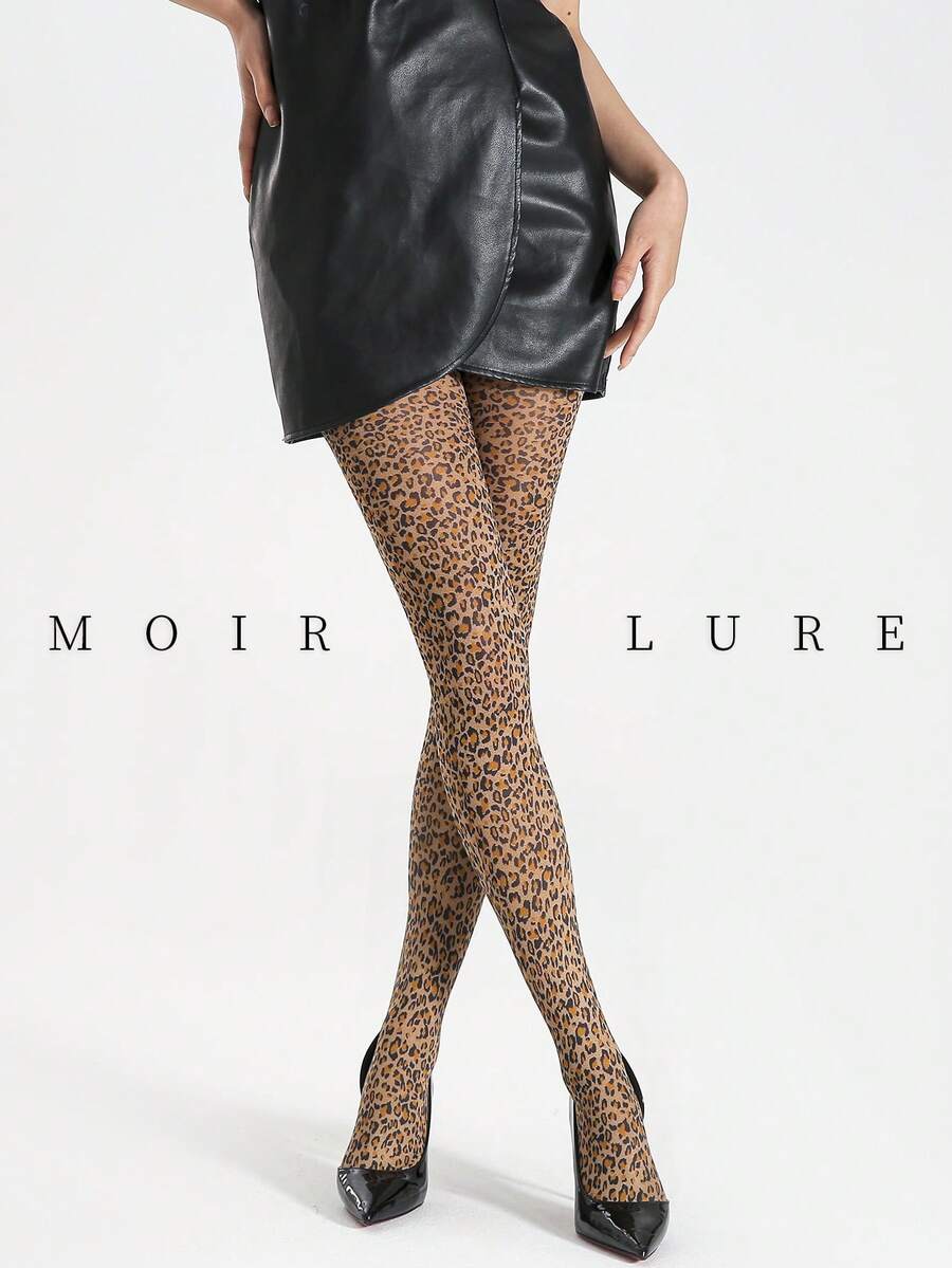 MOIRÉALLURE 女款豹紋絲襪 時尚性感 薄款半透明緊身褲襪 日常派對通勤穿著 - 彩色 - 查看 1
