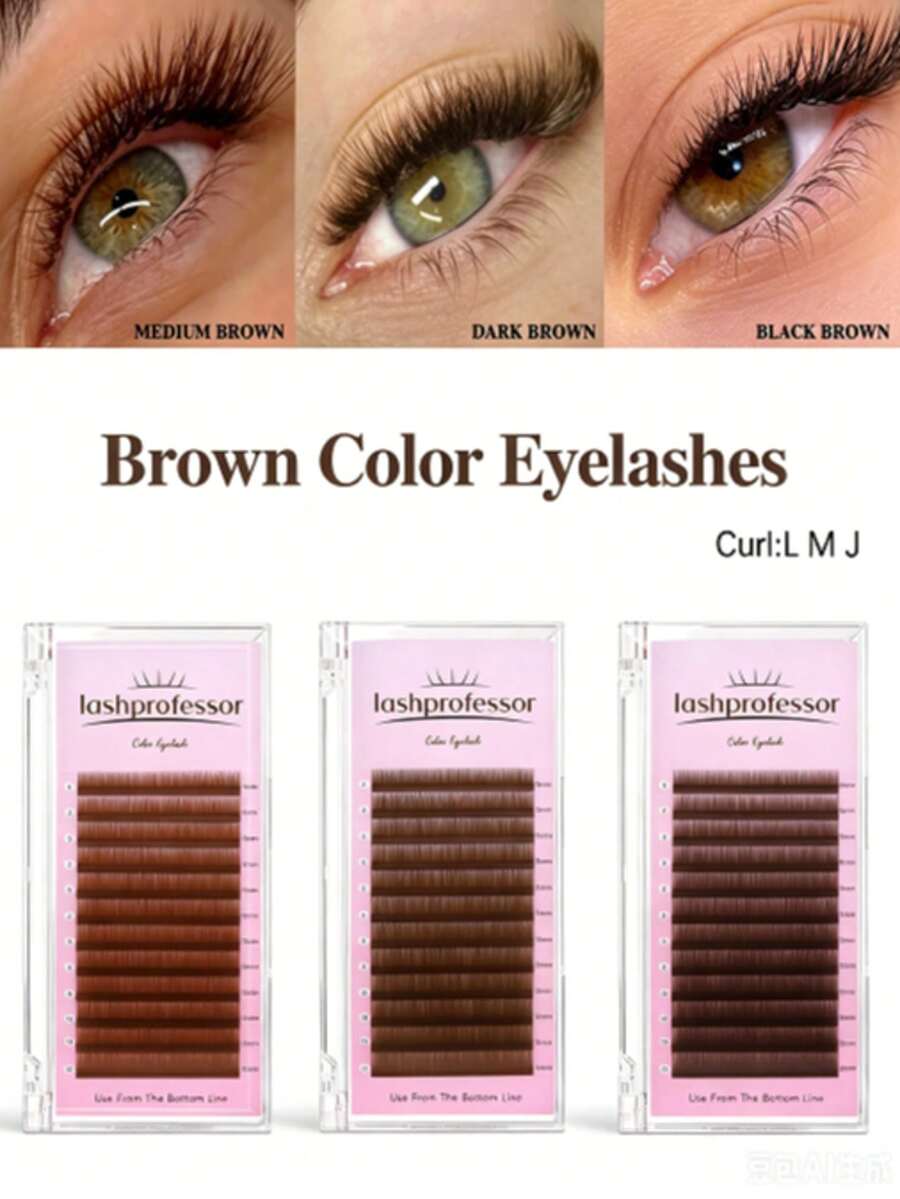 L Curl Brown Cat Eye False Eyelashes, Dark Brown/Medium Brown/Black Brown, Soft Natural Lightweight, 0.05 0.07 Faux Mink Fur, Brown Fine Eyelash Clusters, Makeup Eyelash Extensions, Voluminous Eyelash Extensions - Suitable For Beginners, Parties, Holiday Eye Makeup - L - View 1