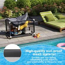 Scatola portaoggetti da piscina nera con ruote, 230*79*88 cm – Organizer in rete extra large per tubi galleggianti, giocattoli, galleggianti, asciugamani e attrezzatura da nuoto. - 230x79x88 cm - Visualizzare 6