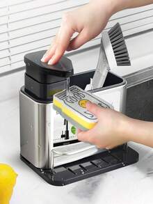 3-In-1 Stainless Steel Sink Caddy, Soap Dispenser, Sponge Holder And Dish Drying Rack For Kitchen Sink - Multicolor - View 13