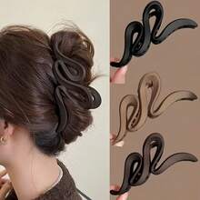 1pc 1pc Black Large Matte Wavy Hair Clip, Women's Style - Vintage Y2K Style, Solid Color Hair Claw - Easy To Style And Tie Hair - Multicolor - View 8
