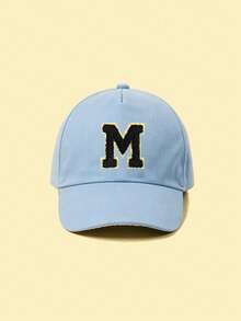 1pc Children's Customizable 26 Letter Embroidered Blue Baseball Cap, Unisex Baby Sun Hat, Suitable For Outdoor Activities And Daily Wear, Sun Protection - Blue - View 6