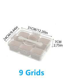 1pc/2pcs/4-Compartment/8-Compartment/9-Compartment Snack Box, Portable Travel Meat Platter With Lid, Refrigerator Food Storage Container, Summer Snack Organizer Box, Divided Storage Box, Salad Box, Keeps Food Fresh Longer - Multicolor - View 13