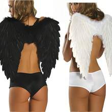 1 pièce Ailes d'ange, Décoration de fête en plumes, Convient pour les fêtes, les mariages, les accessoires de scène, la décoration de vacances, les ailes d'accessoire d'Halloween, le costume de cosplay de Noël - Voir 1