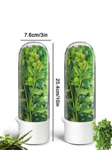 1/2/3pcs Refrigerator Herb Preserver, Refrigerator Herb Storage Container, Cilantro, Mint, Parsley, Asparagus Vegetable Preservation Jar, Keeps Vegetables Fresh For 2-3 Weeks - White - View 16