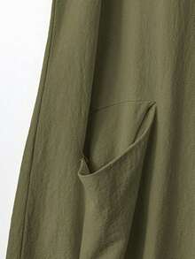 EMERY Vestido de verano casual de talla para mujer, de color verde militar sólido, sin mangas, con volantes en el bajo y parches de encaje en la espalda - Verde militar - Ver 3