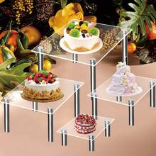 OUTANA 1pc Acrylic Storage Display Rack, Minimalist Tiered Design, Drill-Free/Drill-In Customizable Combination, Suitable For Birthday Parties, Weddings, Banquets, Afternoon Tea, Holiday Celebrations, Business Events, Home Storage, Desktop Display (Jewelry, Aromatherapy, Figurines), Multi-Purpose Shelf Combining Practicality And Aesthetics - Multiple Styles - View 7