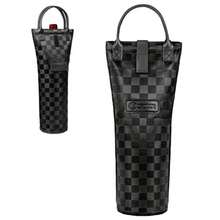 opux - Bolsa de vino para una sola botella bolsa aislada para enfriar vino de viaje para picnic o playa regalo térmico y portátil con un soporte para botellas funda de transporte para mujeres - Cuadro negro - Ver 2