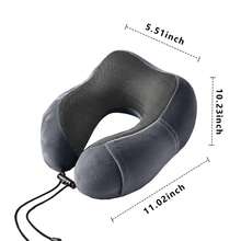 Travel Cervical Pillow Without Head Droop, Ergonomic U-Shaped Cervical Pillow Made Of Memory Foam, 360° Cervical Support For Naps On Airplanes, In Cars And In Offices, Washable Cover. - Dusty Purple - View 2