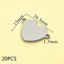 20 Pcs Double‑Hole Heart Connector Charms, 304 Stainless Steel 18K Gold Plated / Heart Tags, DIY Accessories For Necklace & Bracelet Making - Double Hanging Connector - View 11